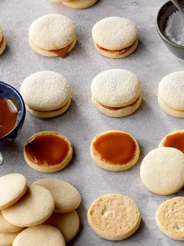 Halva-Caramel Alfajores (Caramel Filled Sandwich Cookies)