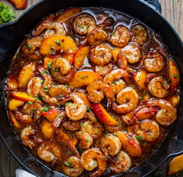 Peach Bourbon Shrimp